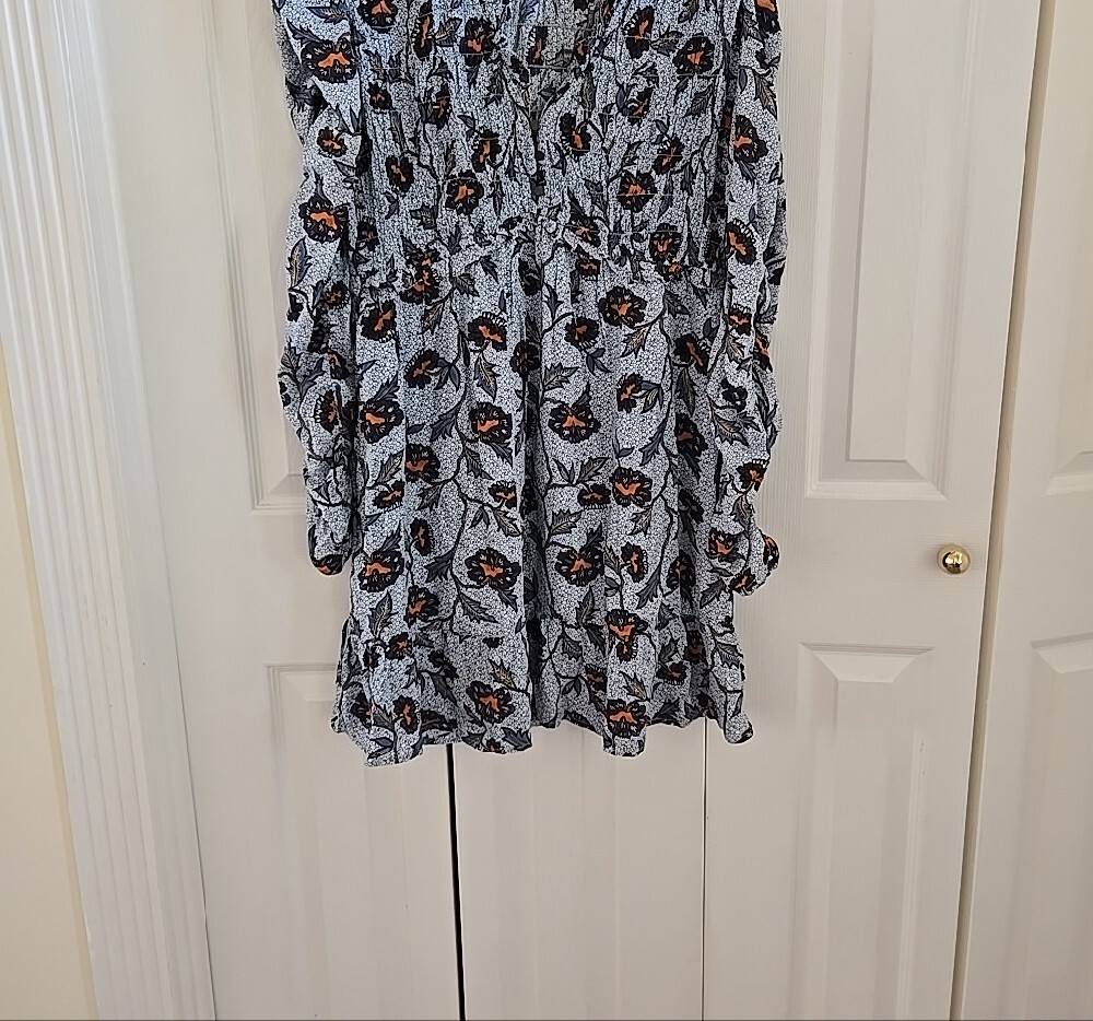 Anthropologie Floral V-Neck Long Sleeve Mini Dress - Picture 3 of 14